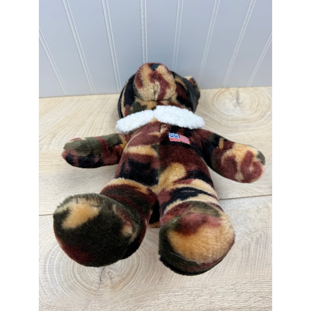 SKM Enterprises Vintage Camo Teddy Bear Pilot Aviator Hat USA Flag Plush 12 Inch - Picture 10 of 15